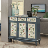 柜彩绘实木复古鞋 美式 双面鞋 柜客厅隔断玄关柜地中海彩绘储物柜