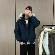 地卜师 可拆卸毛领90白鸭绒加厚面包羽绒服男款2025保暖冬装外套