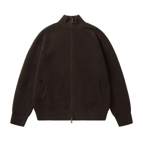 地卜师 简约风立领拉链针织开衫男高级感宽松毛衣外套纯色打底