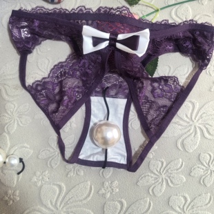 4厘米大珠子内入玩性感蕾丝内裤 头火辣诱惑 女露臀镂空低腰三角裤