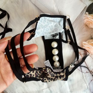 女生性感内裤丁字裤宽裆冰丝滑中腰大码T裤内嵌入大珠子珠链摩擦