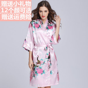 夏季薄款特价睡衣冰丝质睡袍女士加大码浴袍女丝绸性感睡裙家居服