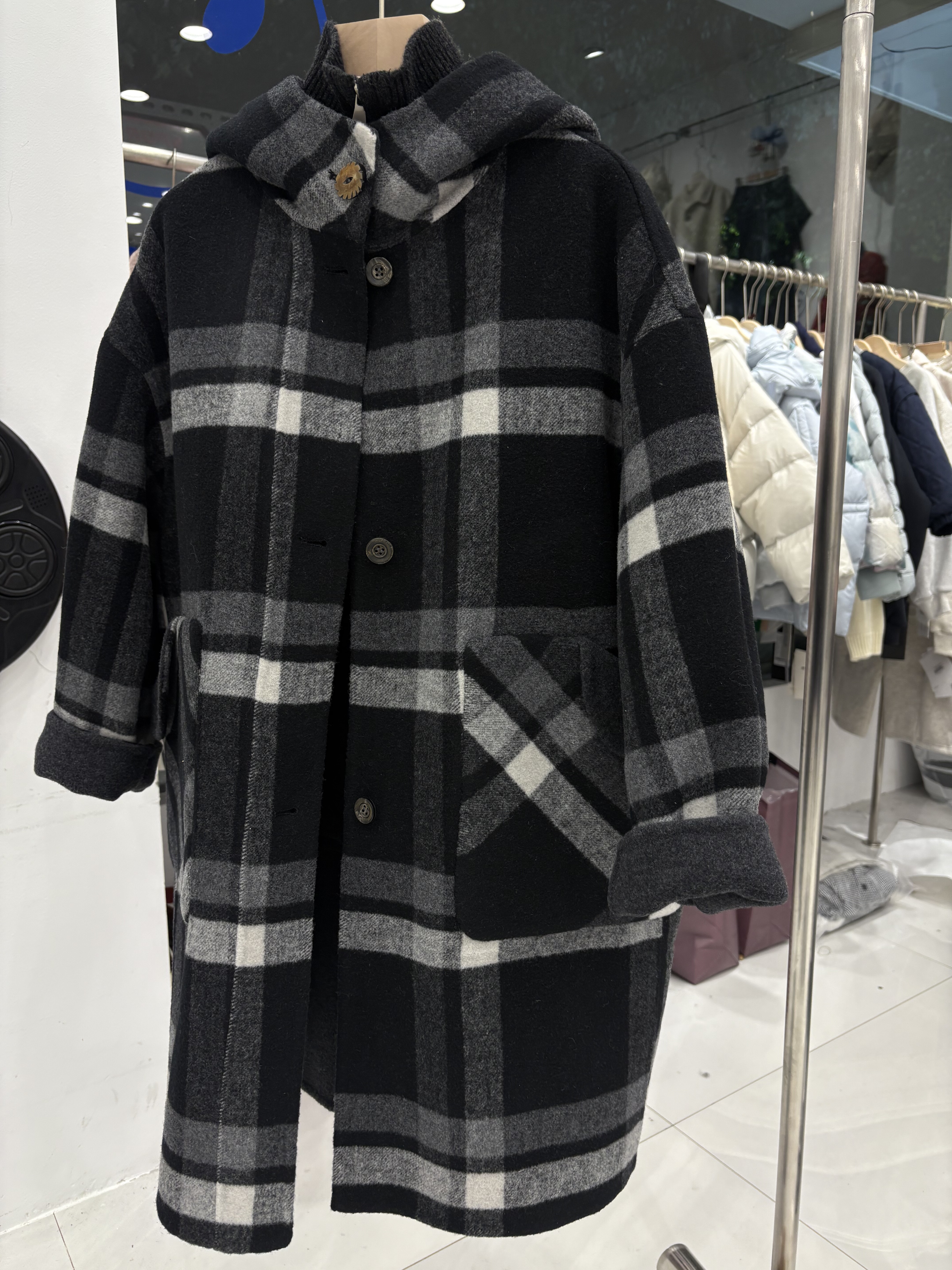 贝莱蒂琪正品羊绒大衣男女童2025冬连帽中长款外套亲子100%绵羊毛