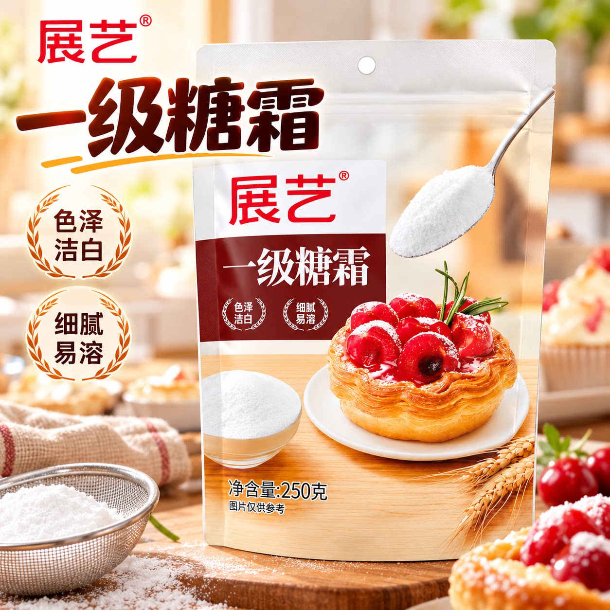 展艺可食用一级糖霜粉250g糖粉家用烘焙专用原料饼干戚风蛋糕装饰