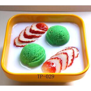 仿真雪山榴莲加绿茶冰激凌球雪糕港式甜品台式甜品甜点摄影模型