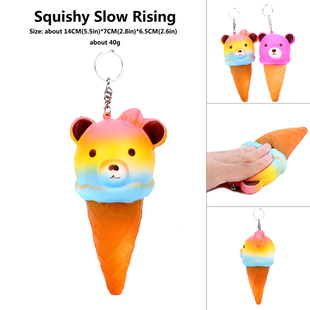 Rilakkuma Bear Panda Bling 仿真慢回弹减压冰淇淋轻松熊Rainbow