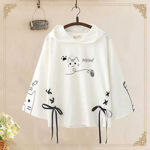 日系甜美长袖上衣宽松薄款