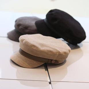 雅痞风 灯芯绒平顶鸭舌帽男女通用百搭帽秋冬时尚挺括有型报童帽
