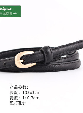 细皮带韩版潮休闲百搭配连衣裙绑带女生装饰小裤腰带金扣黑色裤袋