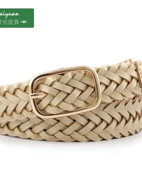 编织腰带女装饰免打孔裤带韩版潮时尚休闲百搭牛仔裤袋金银色皮带