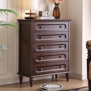 法式 复古实木五斗柜客厅卧室抽屉储物柜收纳柜实木储物柜玄关柜
