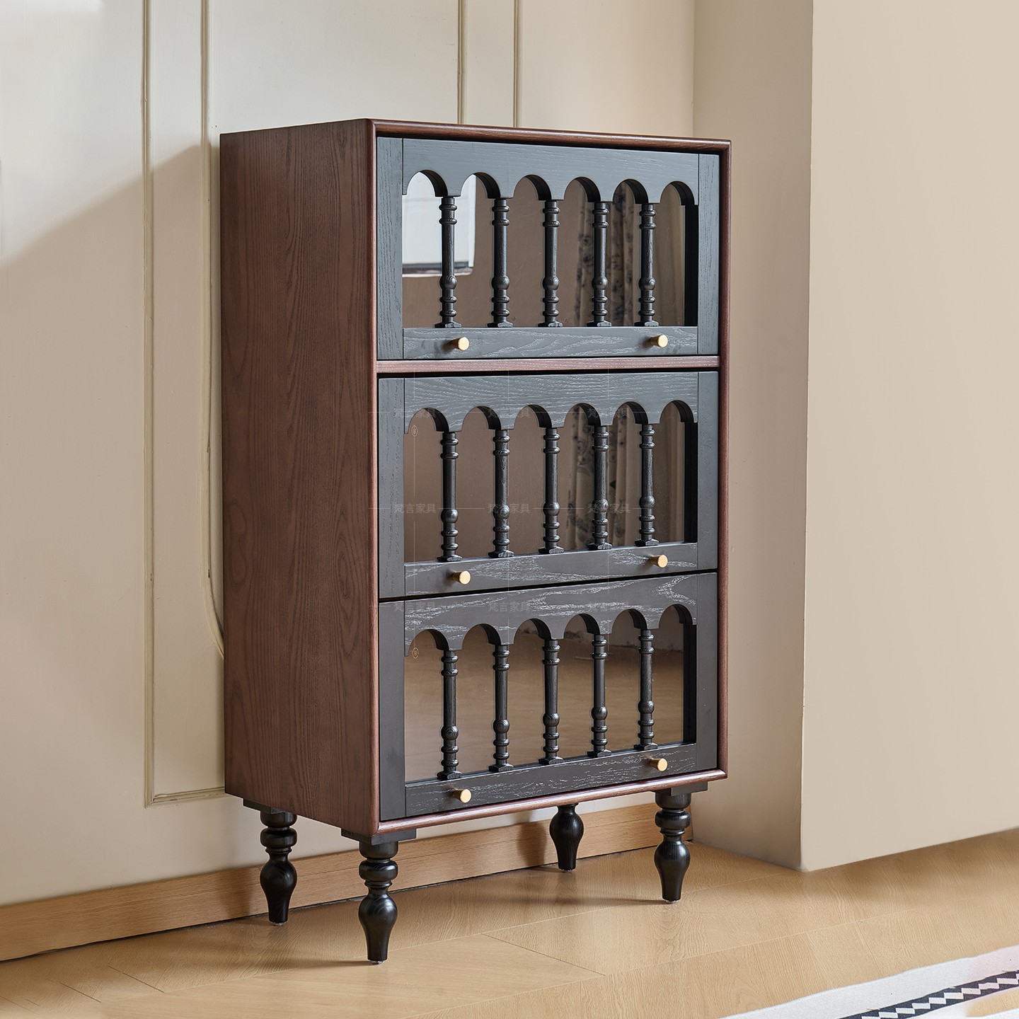 法式复古实木霍格沃茨酒柜白蜡木酒柜客厅展示柜置物柜电视边柜
