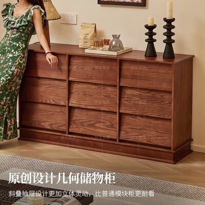 法式复古实木六斗柜客厅卧室抽屉储物柜收纳柜实木九斗柜玄关柜