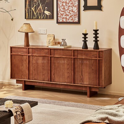 实木餐边柜中古风收纳柜