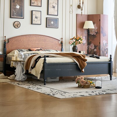 法式复古实木床1米8双人主卧