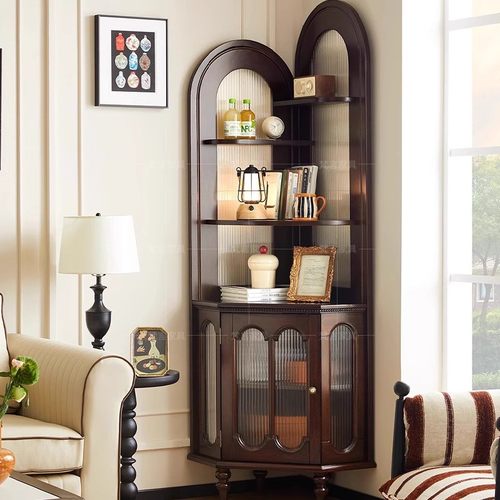 中古风实木角柜客厅靠墙储物柜