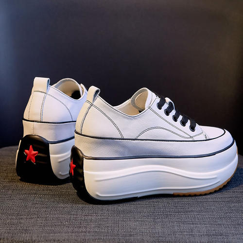 时尚休闲厚底真皮显瘦港风小白鞋