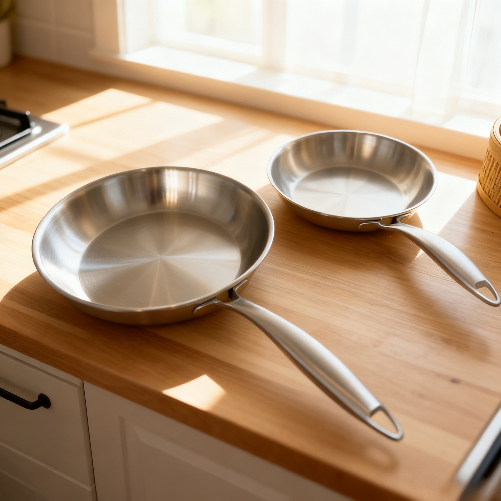 伦凯LUNKAI加厚18/10不锈钢平底煎锅无涂层炒锅不粘锅20/24cm