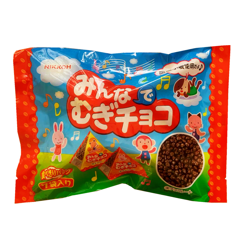 日本进口零食品日幸制果拿铁抹茶小麦米花代可可脂巧克力豆分享装