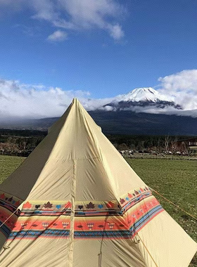 日本logos户外野营郊游露营防雨印第安帐篷装备金字塔多人野营