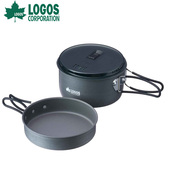 日本logos户外露营野营炊具烧水壶套锅便携锅具装 备铝锅野炊厨具