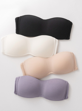 wrjboutique无肩带内衣大胸显小胸聚拢防滑隐形无钢圈露肩薄文胸