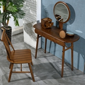 实木梳妆台现代简约北欧小户型卧室轻奢网红储物一体带镜子化妆桌