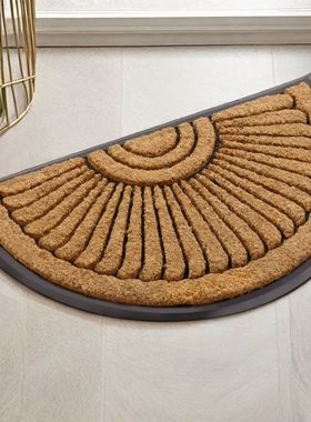 印度进口手工编织椰棕地垫新古典半圆门厅入户门进门口除尘蹭土垫