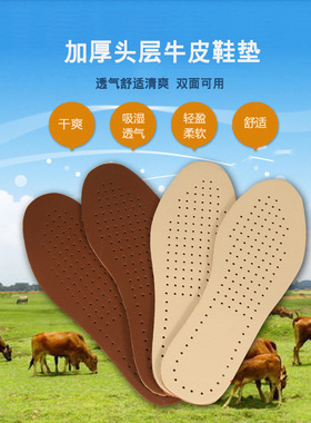 透气吸汗防臭除臭真皮鞋垫