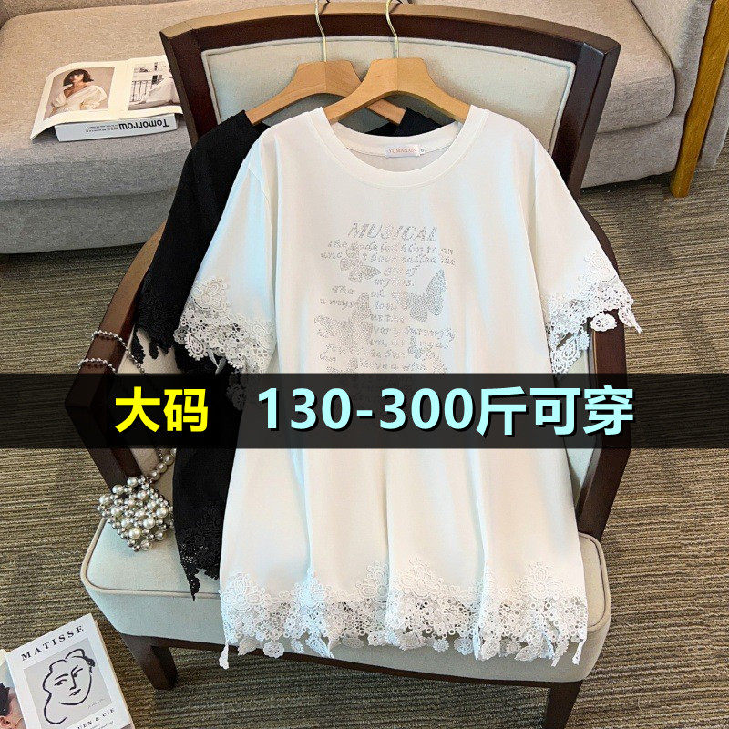 特大码短袖t恤女夏200斤胖mm