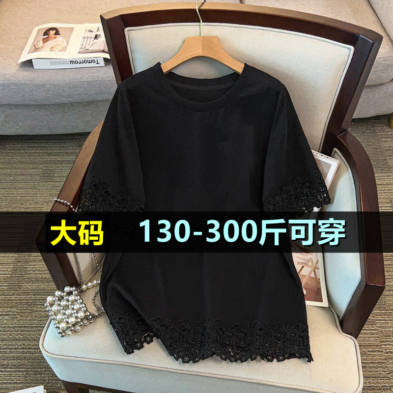 特大码圆领短袖上衣女夏季