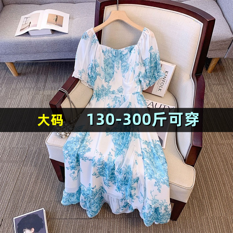 特大码显瘦连衣裙泡泡袖200斤