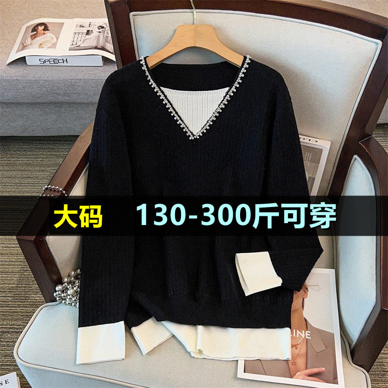 特大码针织衫毛衣女中长款200斤