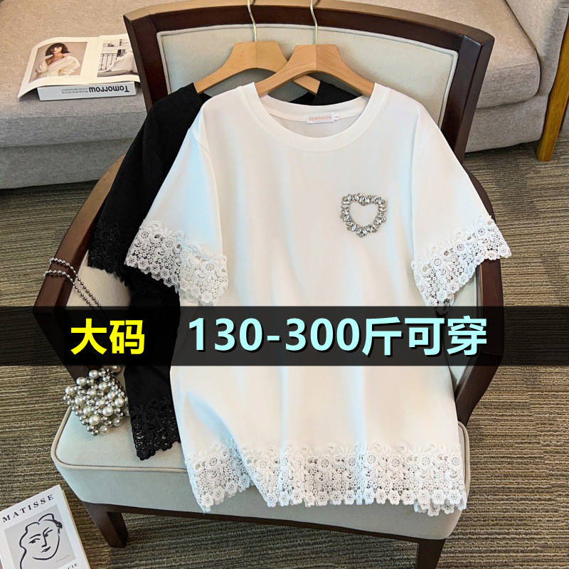 大码短袖上衣女夏季中长款t恤