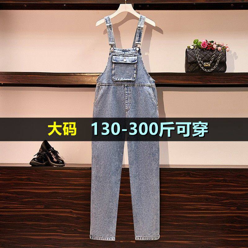 大码牛仔背带裤女连体裤