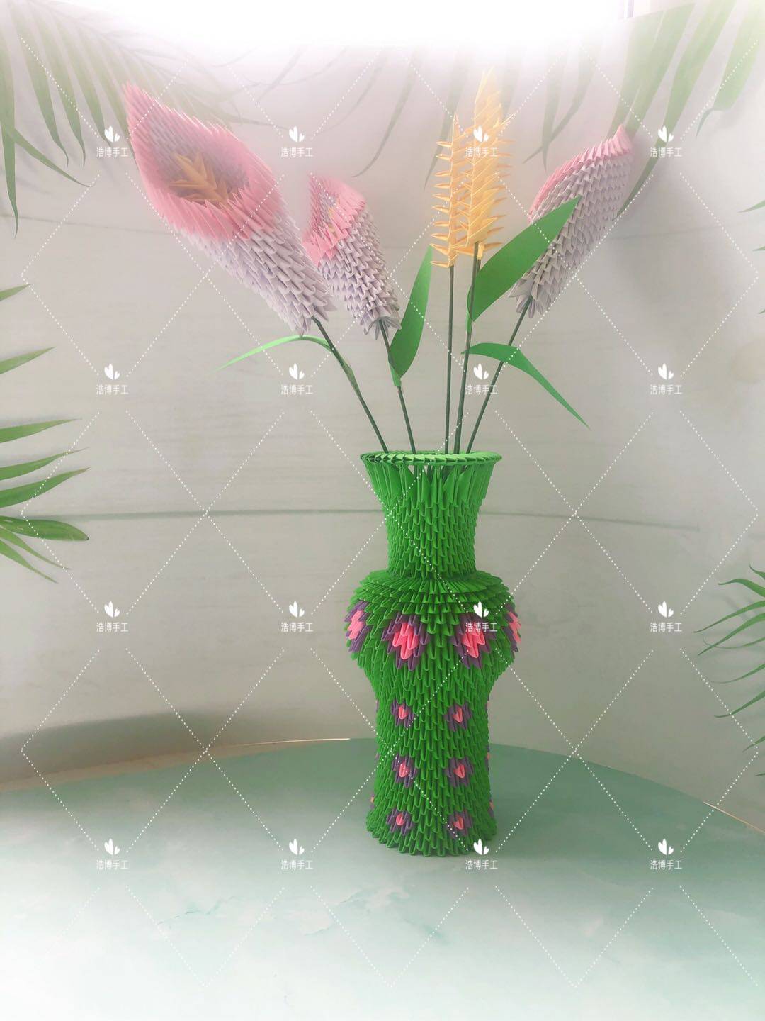 马蹄莲花瓶礼物学生手工作业客厅摆件立体折纸三角插折纸材料包