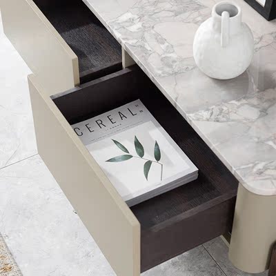 意式轻奢天然大理石电视柜茶几现代极简地柜客厅组合烤漆工厂定制