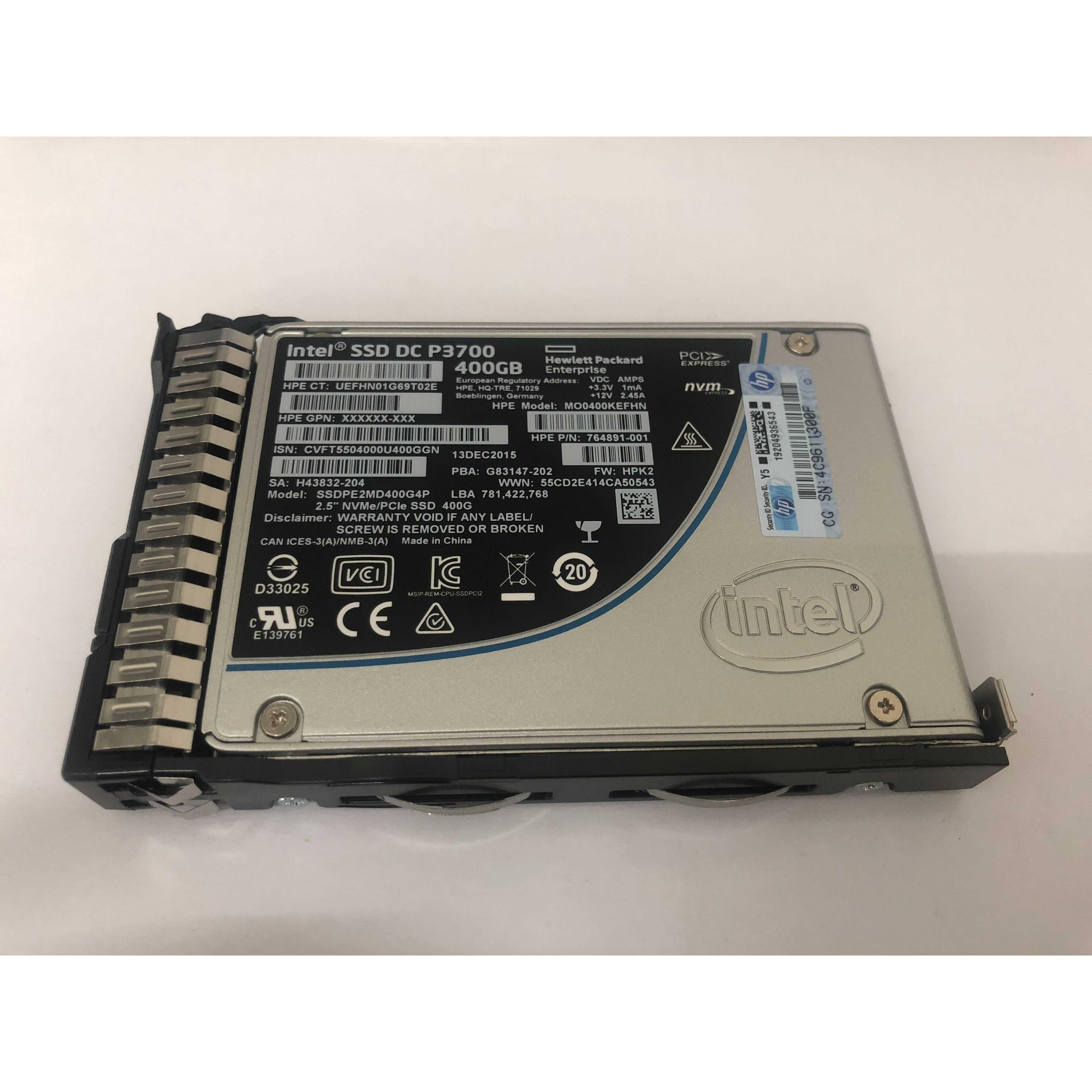 HP 736936-B21 765059-001 400GB 2.5 NVME SAS P3700 SSD非实价