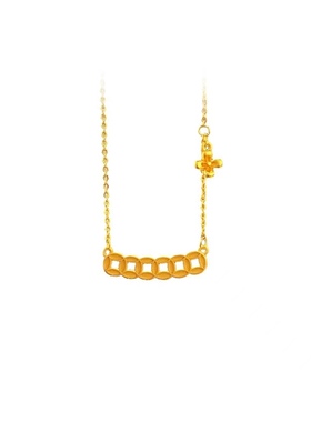 24K金古法金沙金钱币串项链