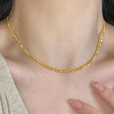 24K金蹦迪珠碎银点点金珠项链