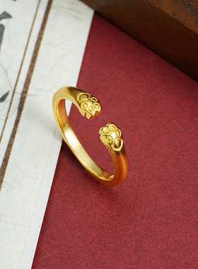 轻奢可爱小猫爪开口指环