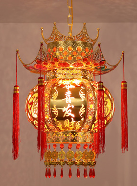 现代喜庆大红灯笼挂饰走马灯中式阳台大门灯笼灯吊灯结婚乔迁灯笼