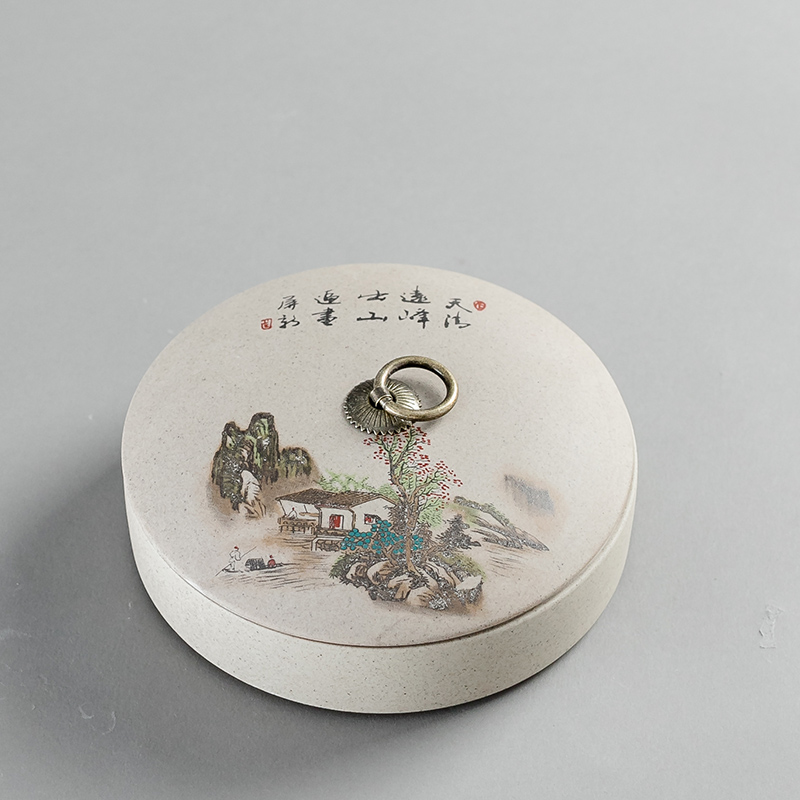 茶叶罐陶瓷200g小饼装普洱白茶饼存储罐粗陶可叠加茶叶盒醒茶罐