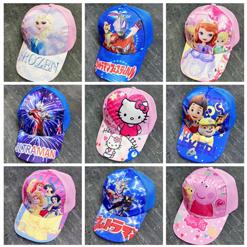 儿童夏季新款网眼鸭舌帽棒球帽男童帅气卡通透气防晒帽哪吒奥特曼