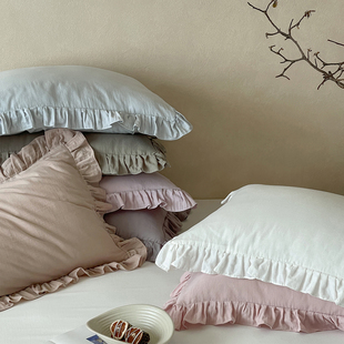 2025新款纯棉双层纱枕头套成人48cmx74cm家用全棉纱布枕套一对装