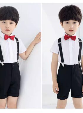 男童礼服夏季花童套装六一儿童节幼儿园毕业主持背带裤合唱演出服
