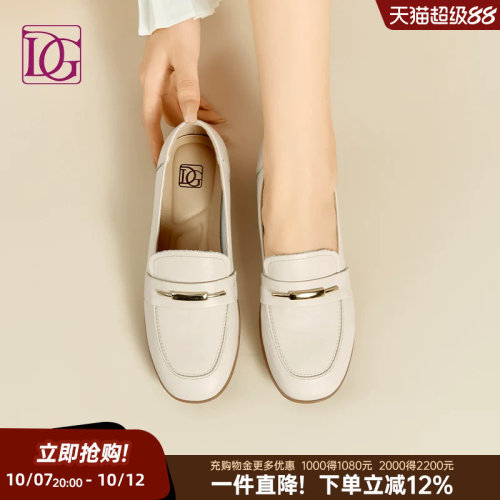 【商场同款】复古乐福鞋女春季新款真皮厚底休闲百搭英伦软底单鞋
