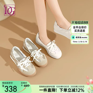 头层牛皮复古芭蕾德训鞋女春季新款真皮休闲软底小白鞋平底女鞋