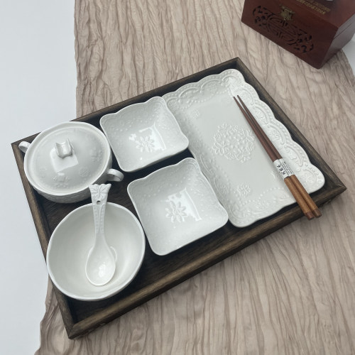 一人食套装复古月子餐具托盘家用