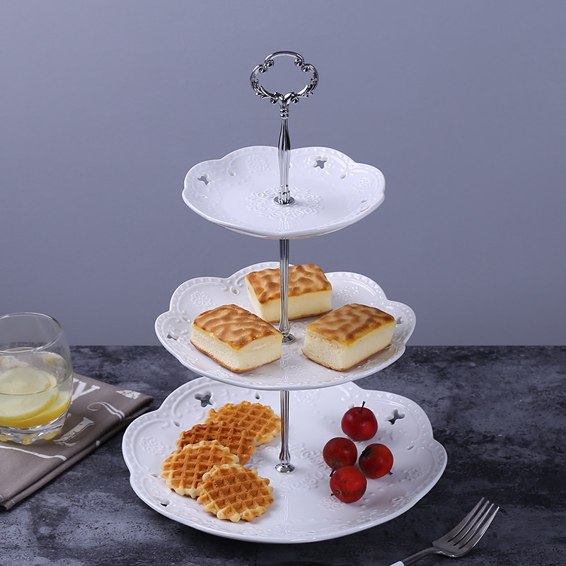 带底座多层水果篮欧式果盘现代客厅三层水果盘创意时尚干果点心盘